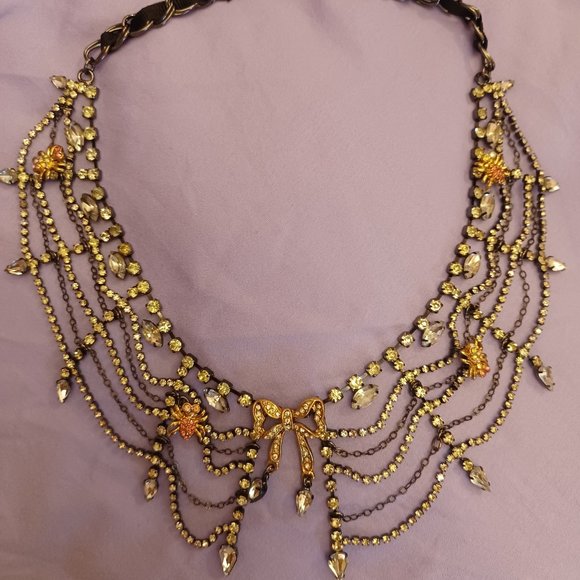Vintage Betsey Johnson Halloween Spider Web Necklace - Picture 1 of 4